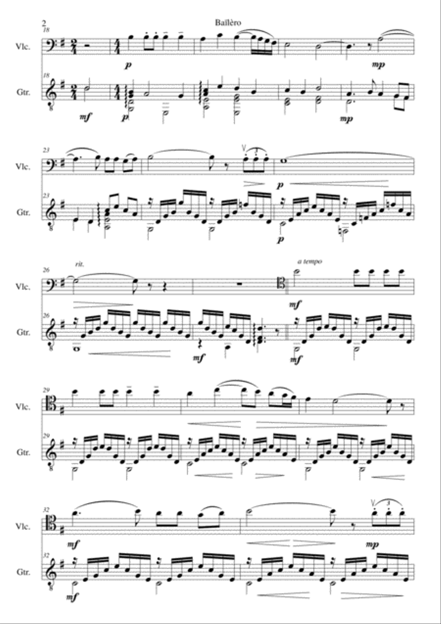 Bailero for cello & guitar String Duet scores gallery preview page 2