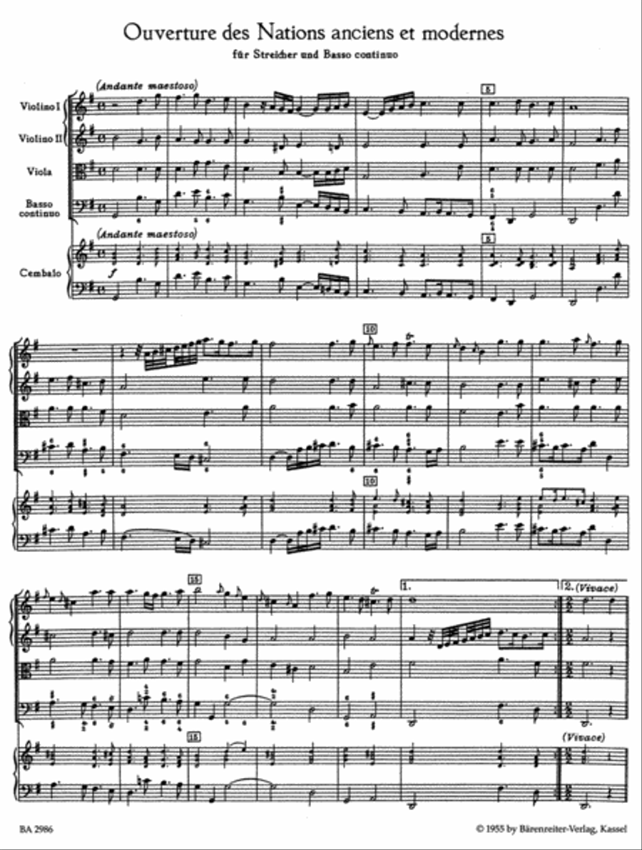 Ouverture des Nations anciens et modernes for Strings and Basso continuo G major TWV 55:G 4 String Orchestra scores gallery preview page 2