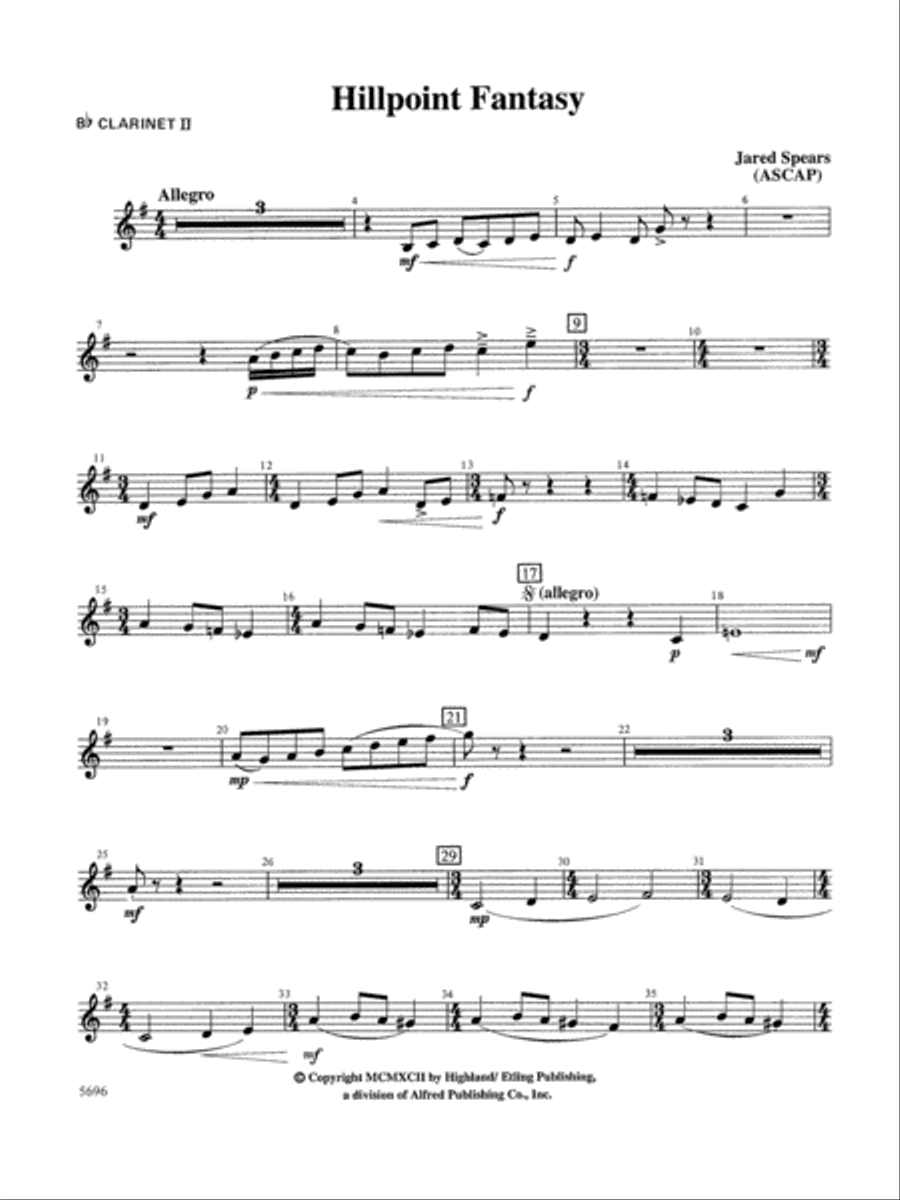 Hill Point Fantasy (Overture for Orchestra): 2nd B-flat Clarinet Full Orchestra scores gallery preview page 1
