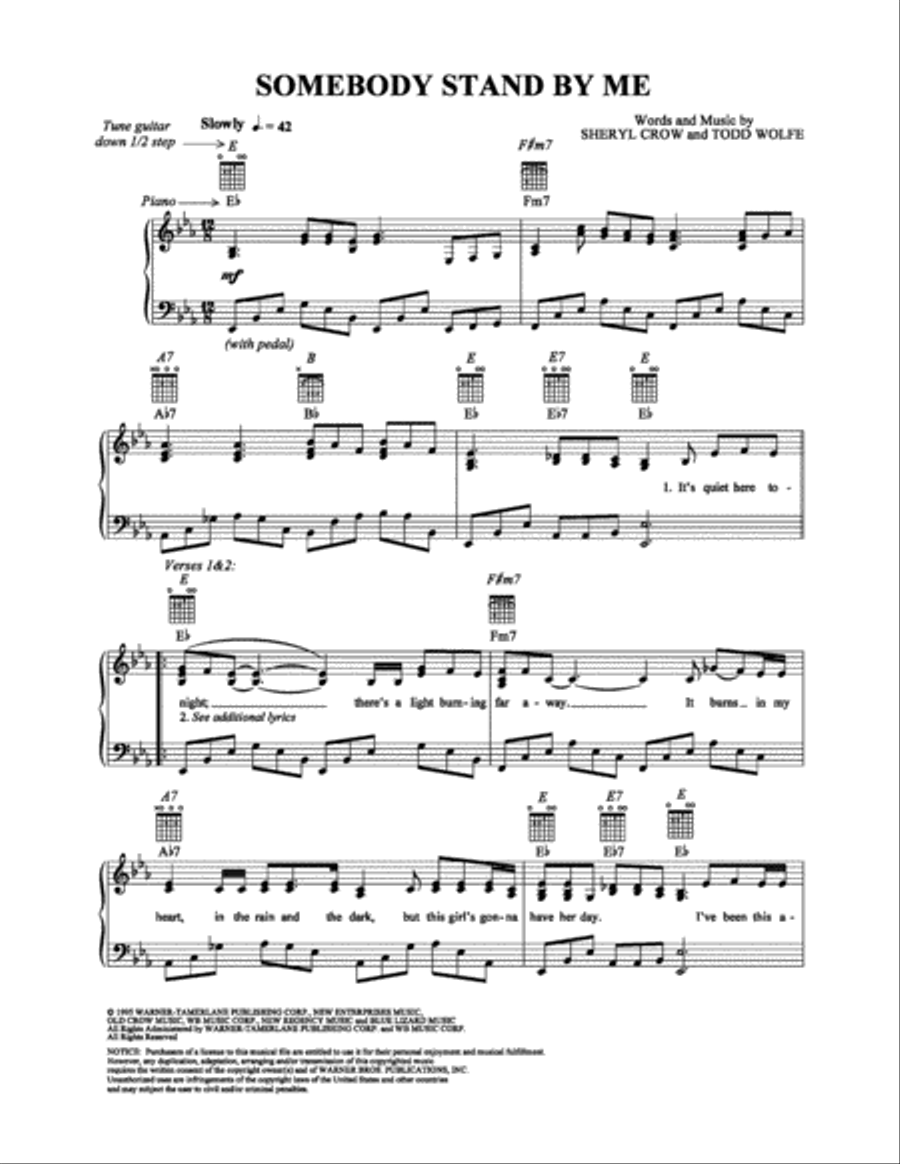Somebody Stand By Me Somebody Stand By Me Piano, Vocal, Guitar scores gallery preview page 1