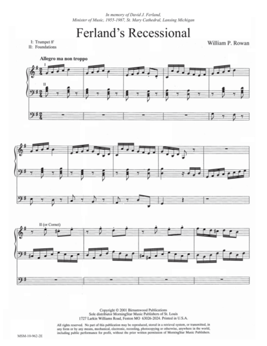 Ferland's Recessional Ferland's Recessional Organ scores gallery preview page 1