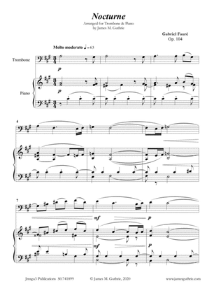 Fauré: Nocturne Op. 104 for Trombone & Piano