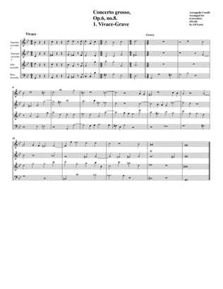 Concerto grosso, Op.6, no.8 "Christmas concerto" (arrangement for 4 recorders)