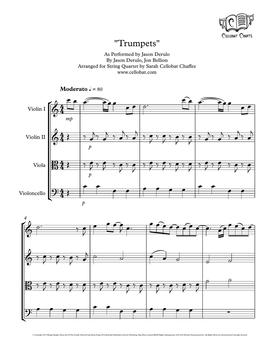 Trumpets String Quartet scores gallery preview page 1