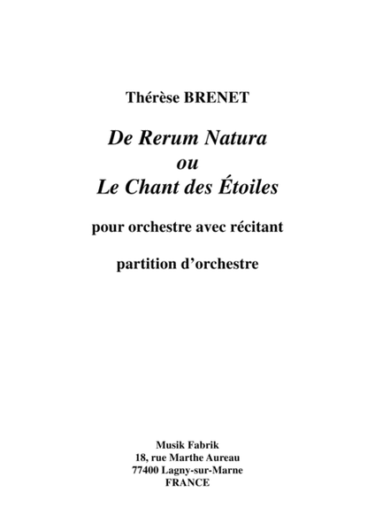 Thérèse Brenet: De Rerum Natura ou Le Chant des étoiles for narrator and orchestra