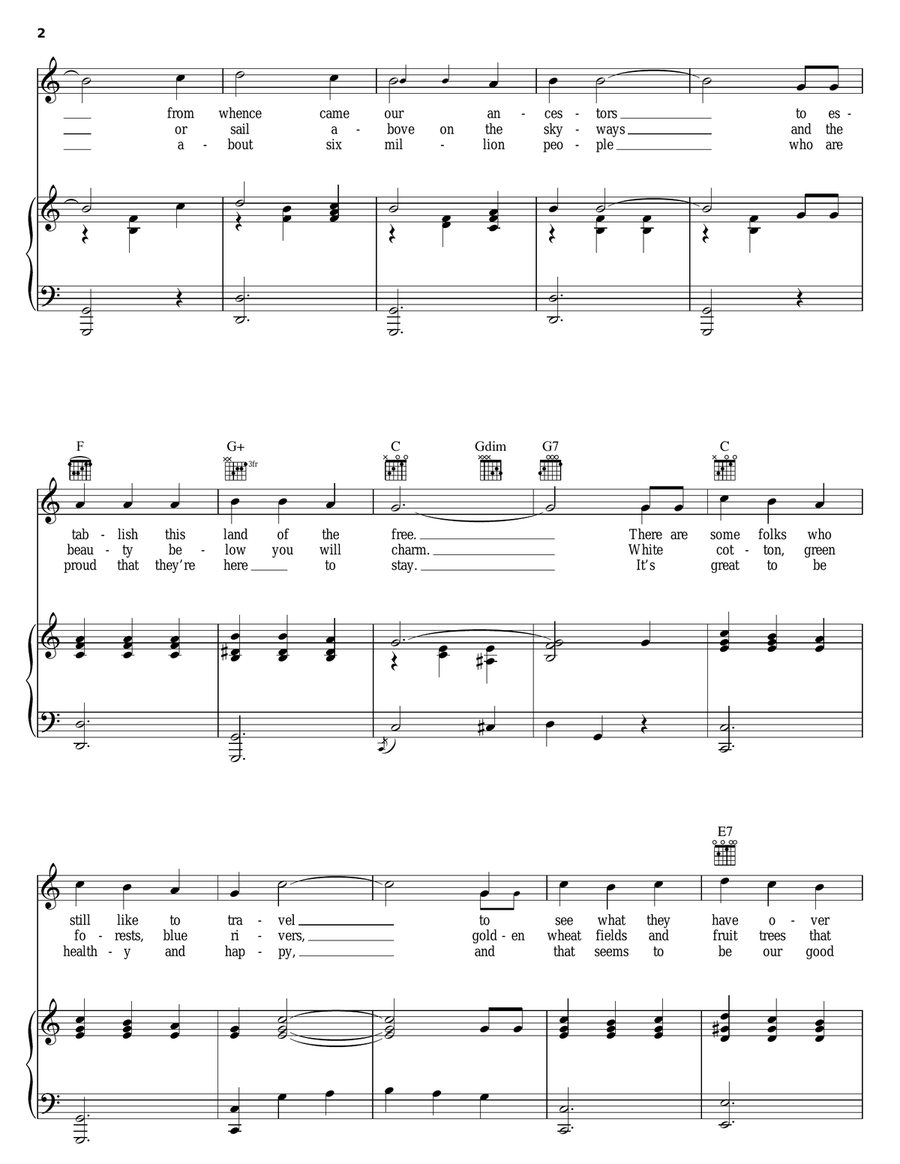 Beautiful Texas Piano, Vocal, Guitar scores gallery preview page 2