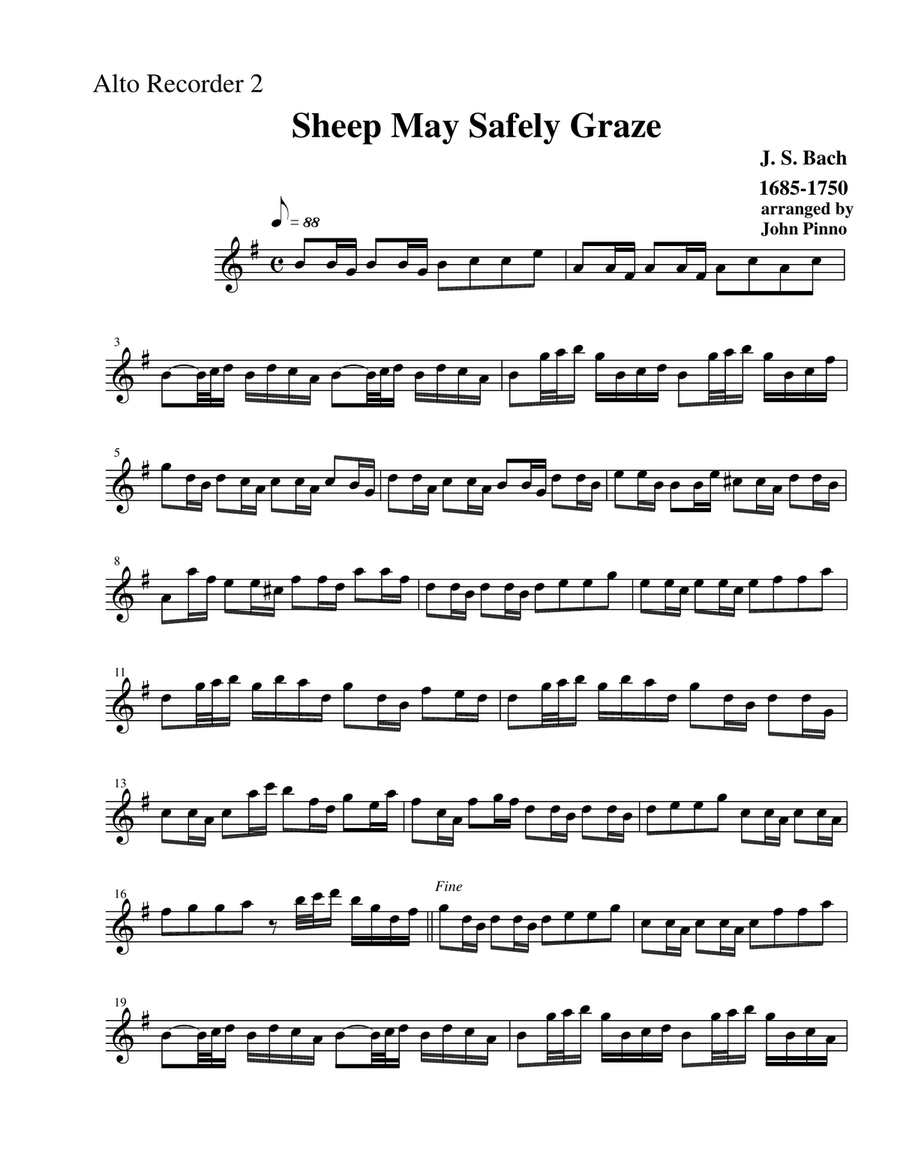 Sheep May Safely Graze (recorder ensemble) Small Ensemble scores gallery preview page 4