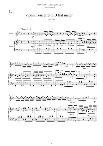 Vivaldi - La Stravaganza Op.4 - 12 Concertos for Violin and Piano