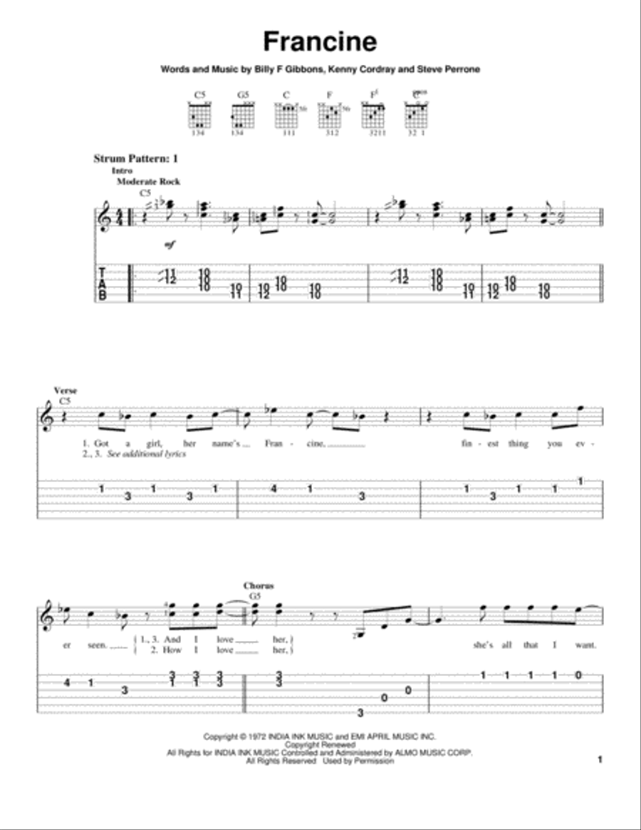 Francine Acoustic Guitar scores gallery preview page 1