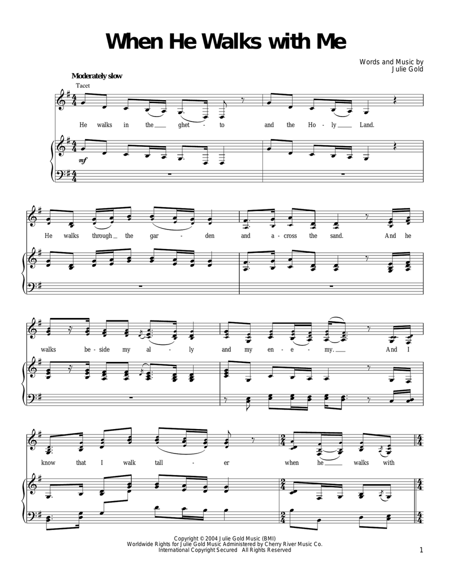 When He Walks With Me Piano, Vocal, Guitar scores gallery preview page 1