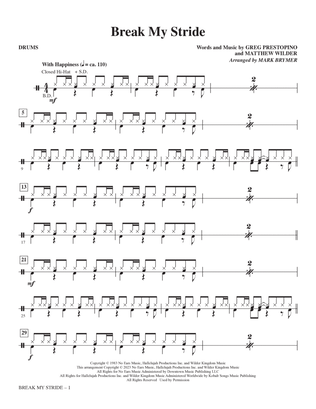 Break My Stride (arr. Mark Brymer) - Drums