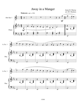 Book cover for Away in a Manger (alto sax solo) with optional piano accompaniment