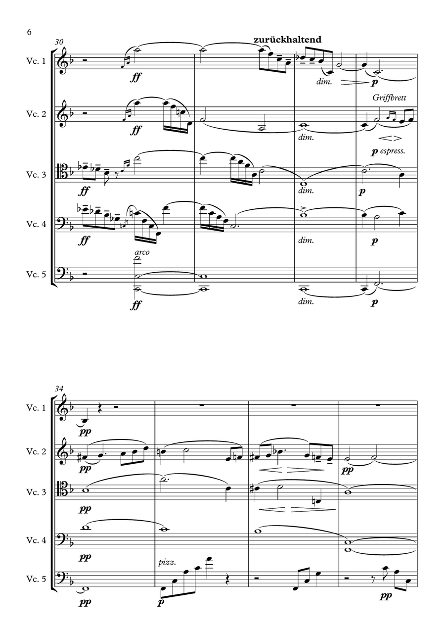 Adagietto (from Symphony No. 5) [for Cello Quintet/Ensemble] Cello Solo scores gallery preview page 6