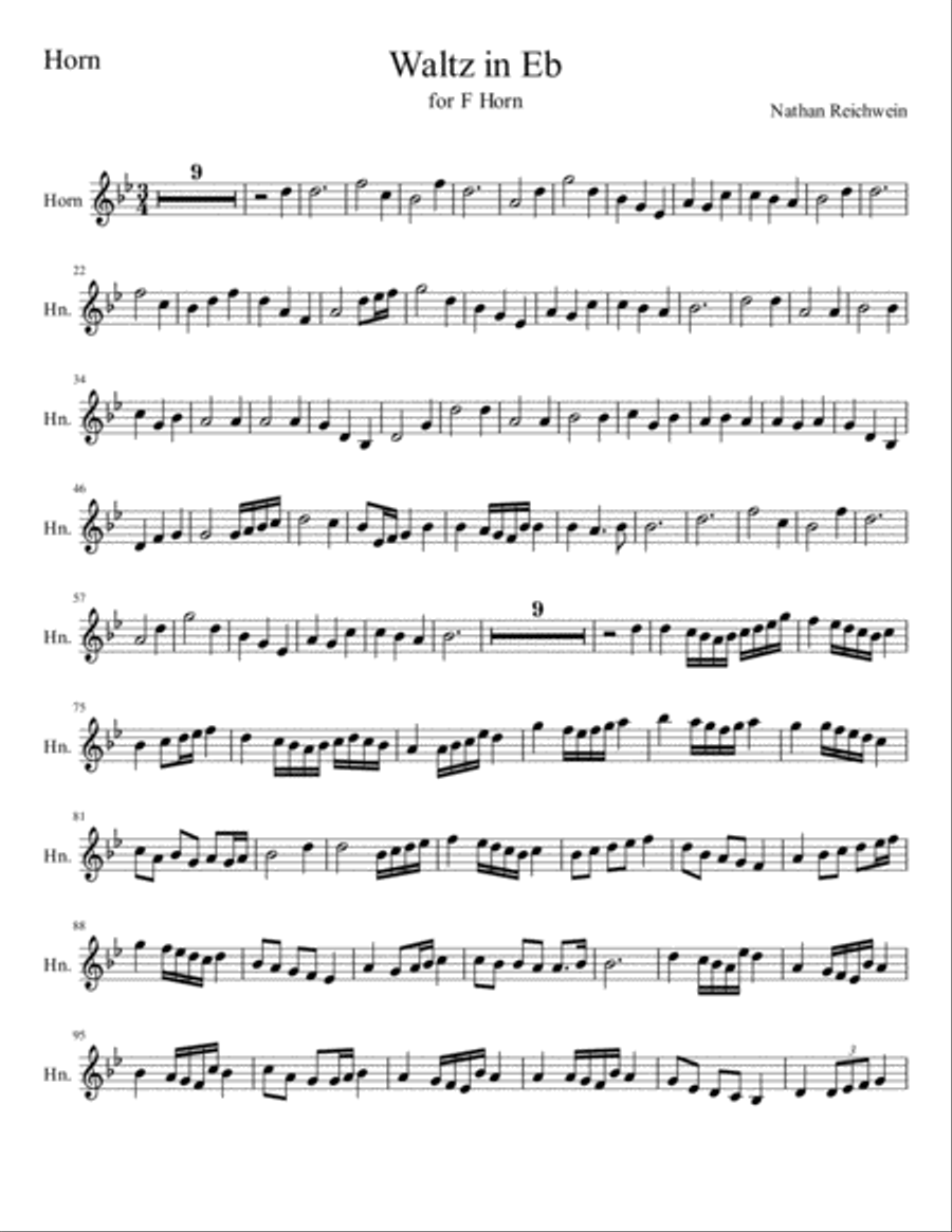 Waltz in Eb for Horn Horn scores gallery preview page 5