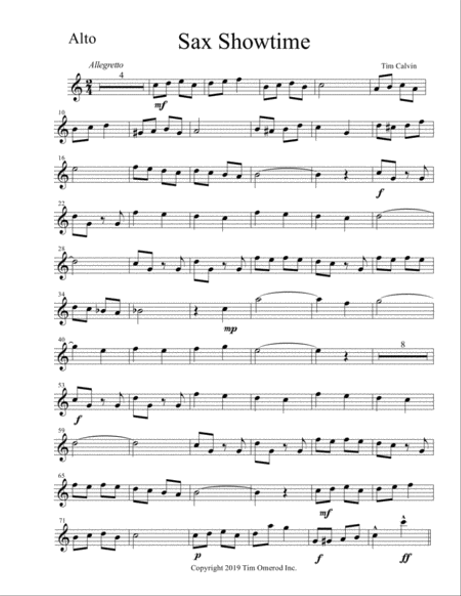 Sax Showtime Alto Saxophone scores gallery preview page 1