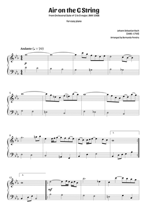 Air on the G string (easy piano – E♭ major – clean sheet music)