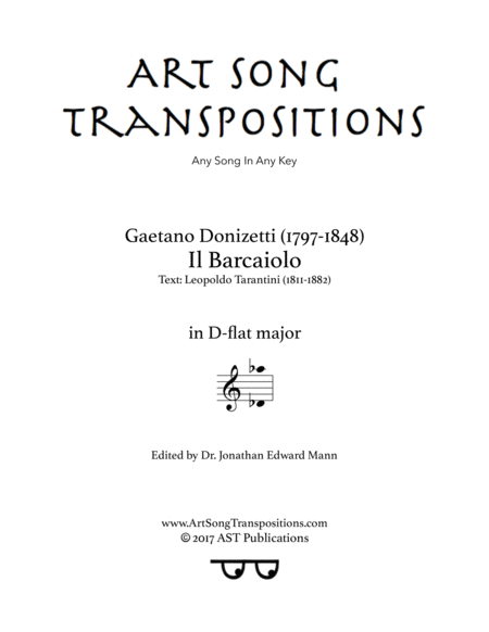 DONIZETTI: Il barcaiolo (transposed to D-flat major)