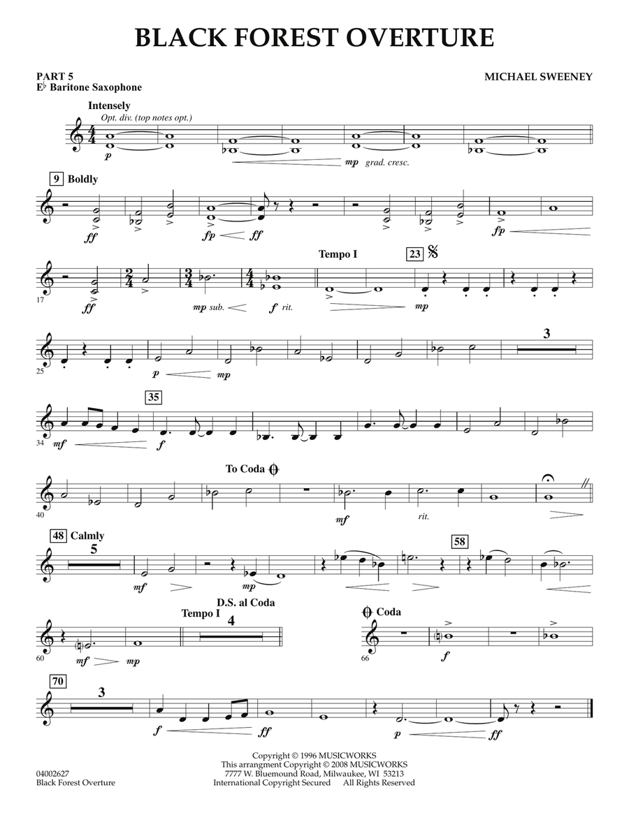 Black Forest Overture - Pt.5 - Eb Baritone Saxophone Concert Band scores gallery preview page 1