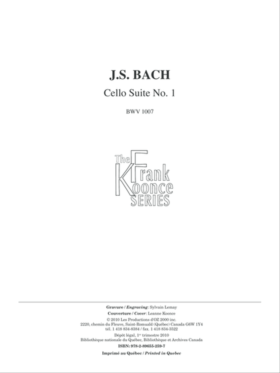 Cello Suite No. 1 Cello scores gallery preview page 1
