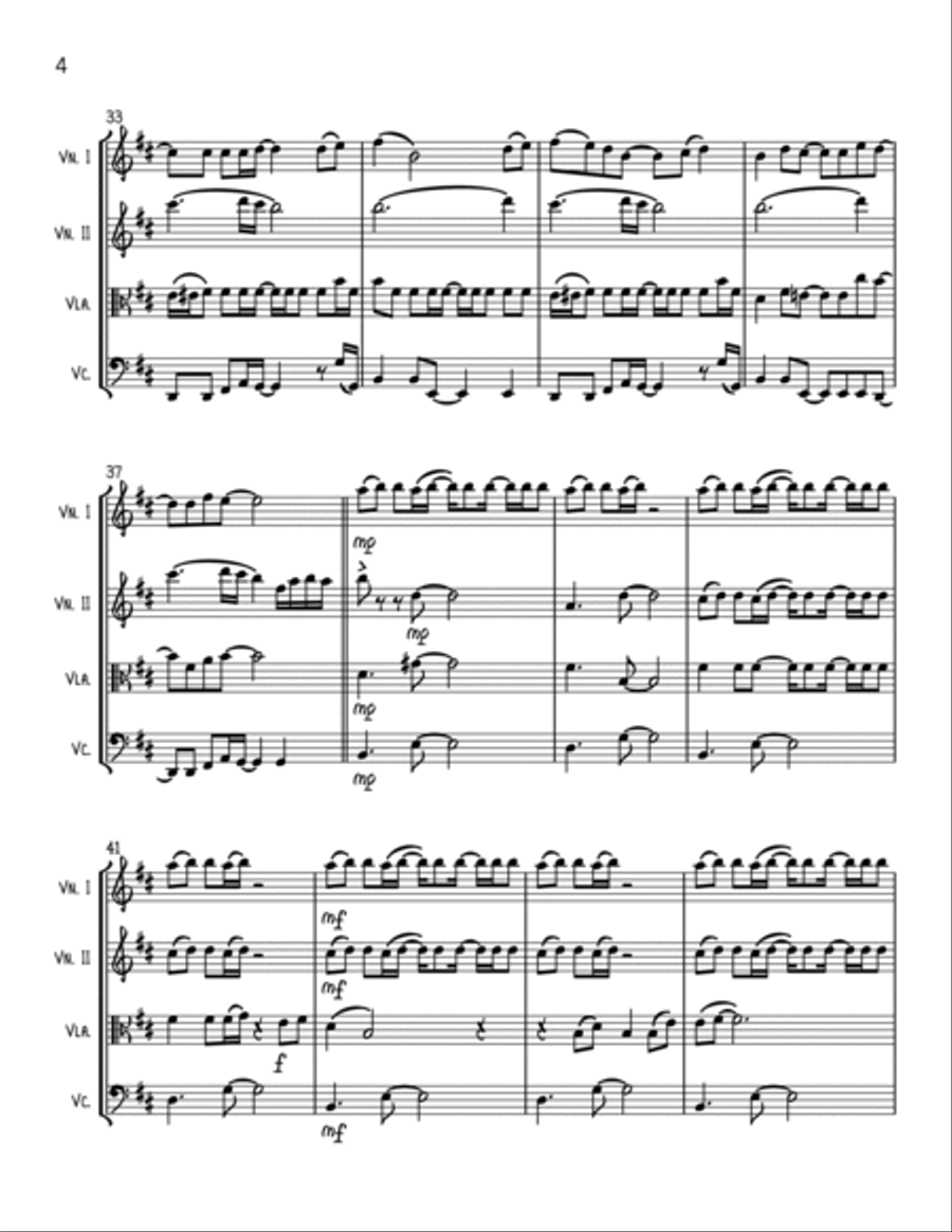 Dance The Night String Quartet scores gallery preview page 4