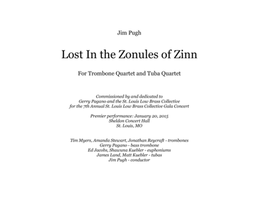 Lost in The Zonules of Zinn for Trombone Quartet and Tuba Quartet image number null