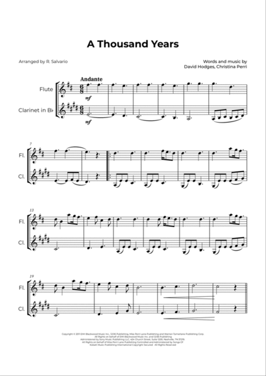 A Thousand Years A Thousand Years Woodwind Duet scores gallery preview page 2