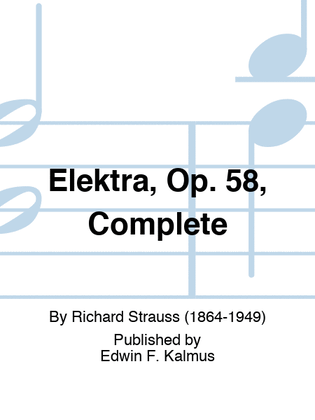 Book cover for Elektra, Op. 58, Complete