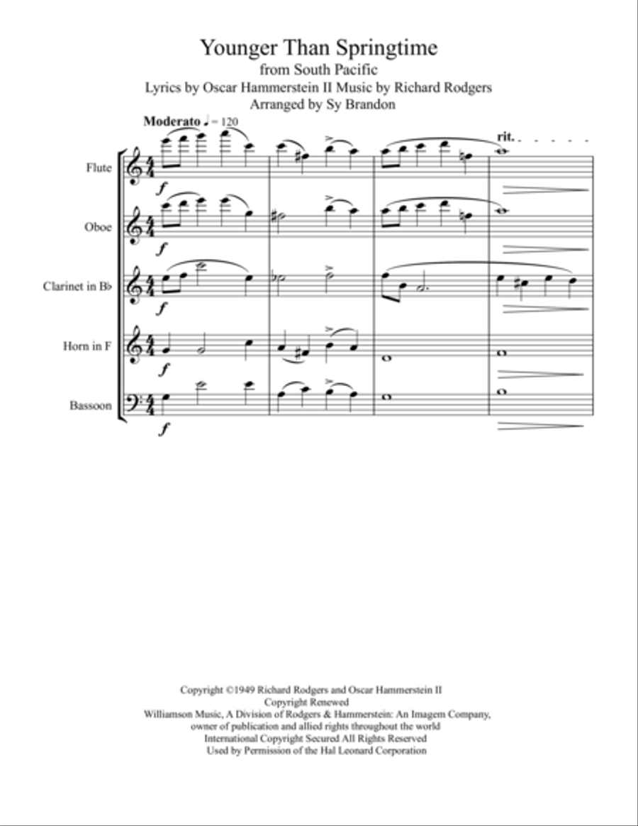 Younger Than Springtime Younger Than Springtime Woodwind Quintet scores gallery preview page 1