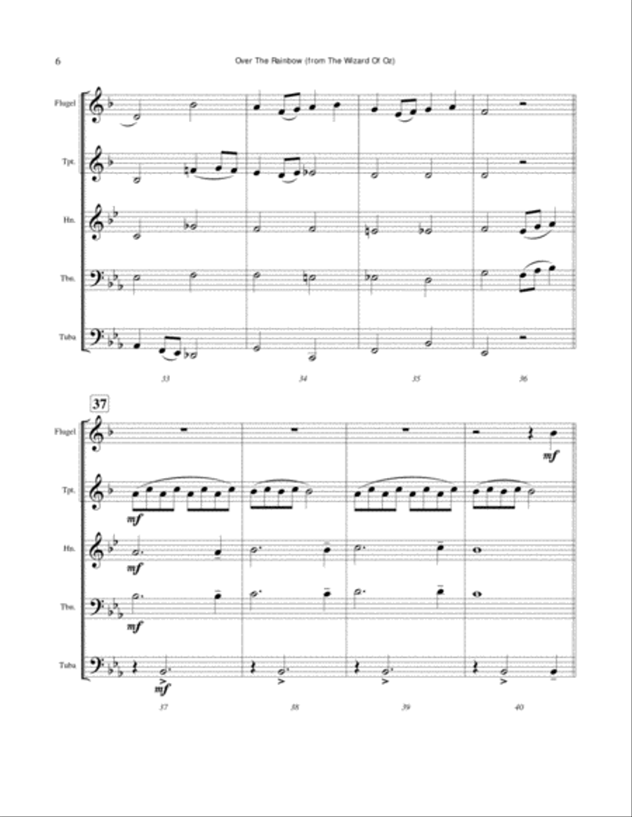 Over The Rainbow (from The Wizard Of Oz) Brass Ensemble scores gallery preview page 6