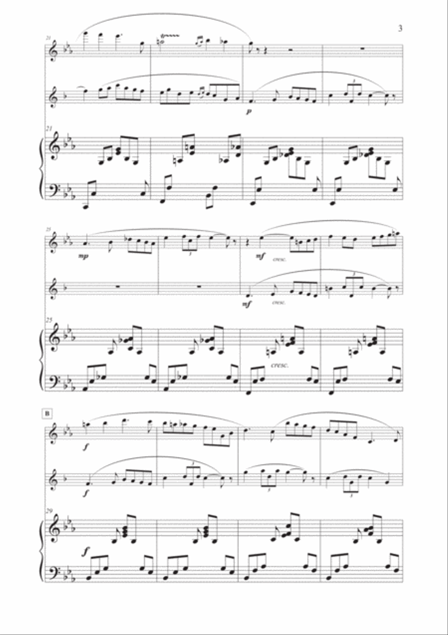 Carmen Intermezzo (Entr'acte) for Piano, Flute and Clarinet Woodwind Duet scores gallery preview page 4