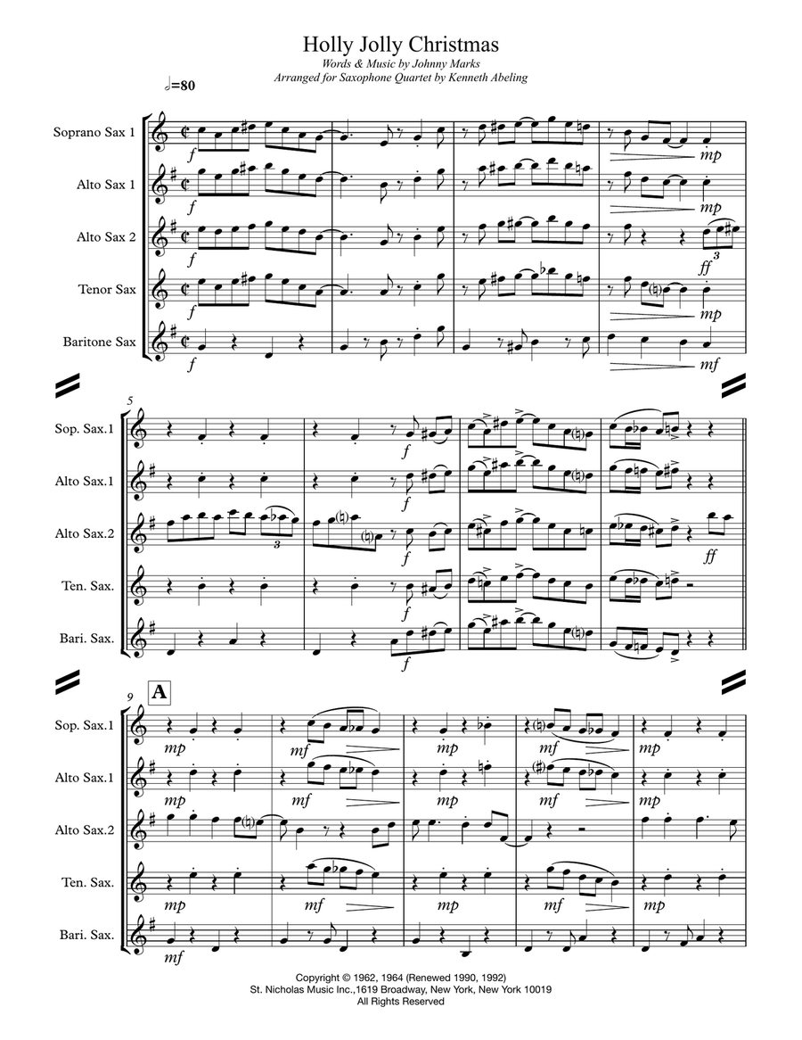 A Holly Jolly Christmas Saxophone Quartet scores gallery preview page 2