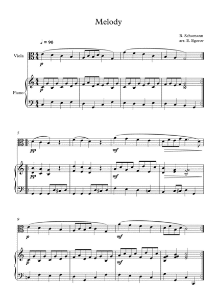 Melody, Robert Schumann, For Viola & Piano image number null
