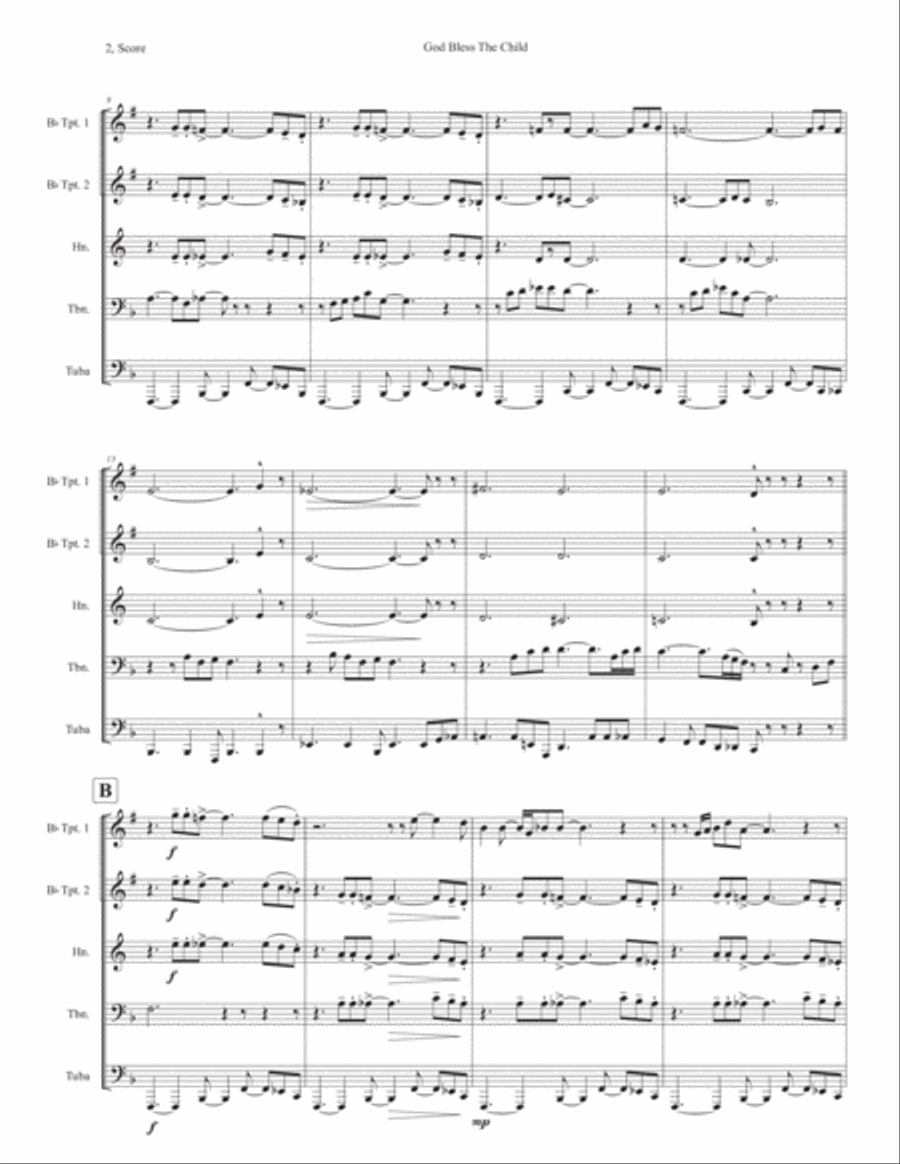 God Bless' The Child Horn scores gallery preview page 2