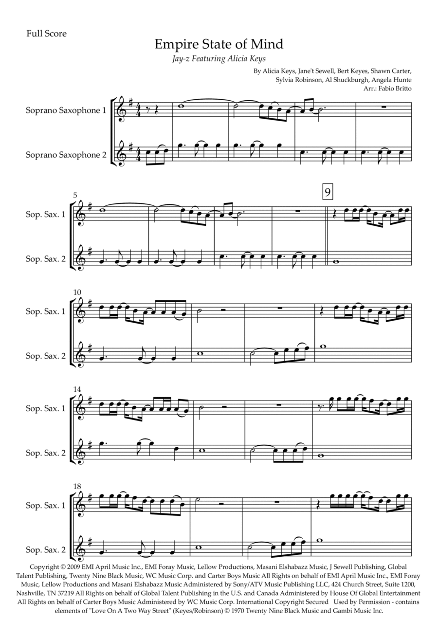 Empire State Of Mind Woodwind Duet scores gallery preview page 1