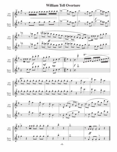 William Tell Overture (Arrangements Level 4 to 6+ for FLUTE + Written Acc) image number null