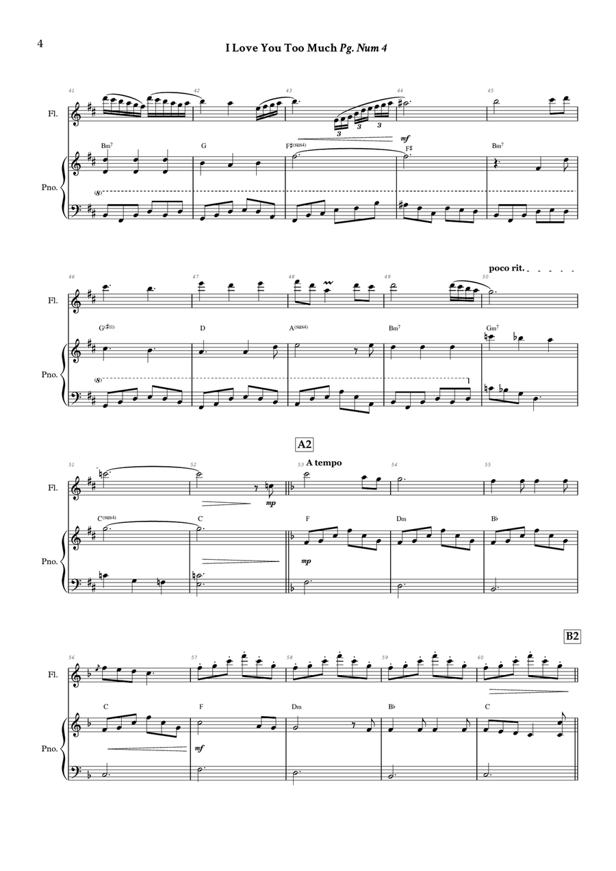 I Love You Too Much Woodwind Duet scores gallery preview page 4