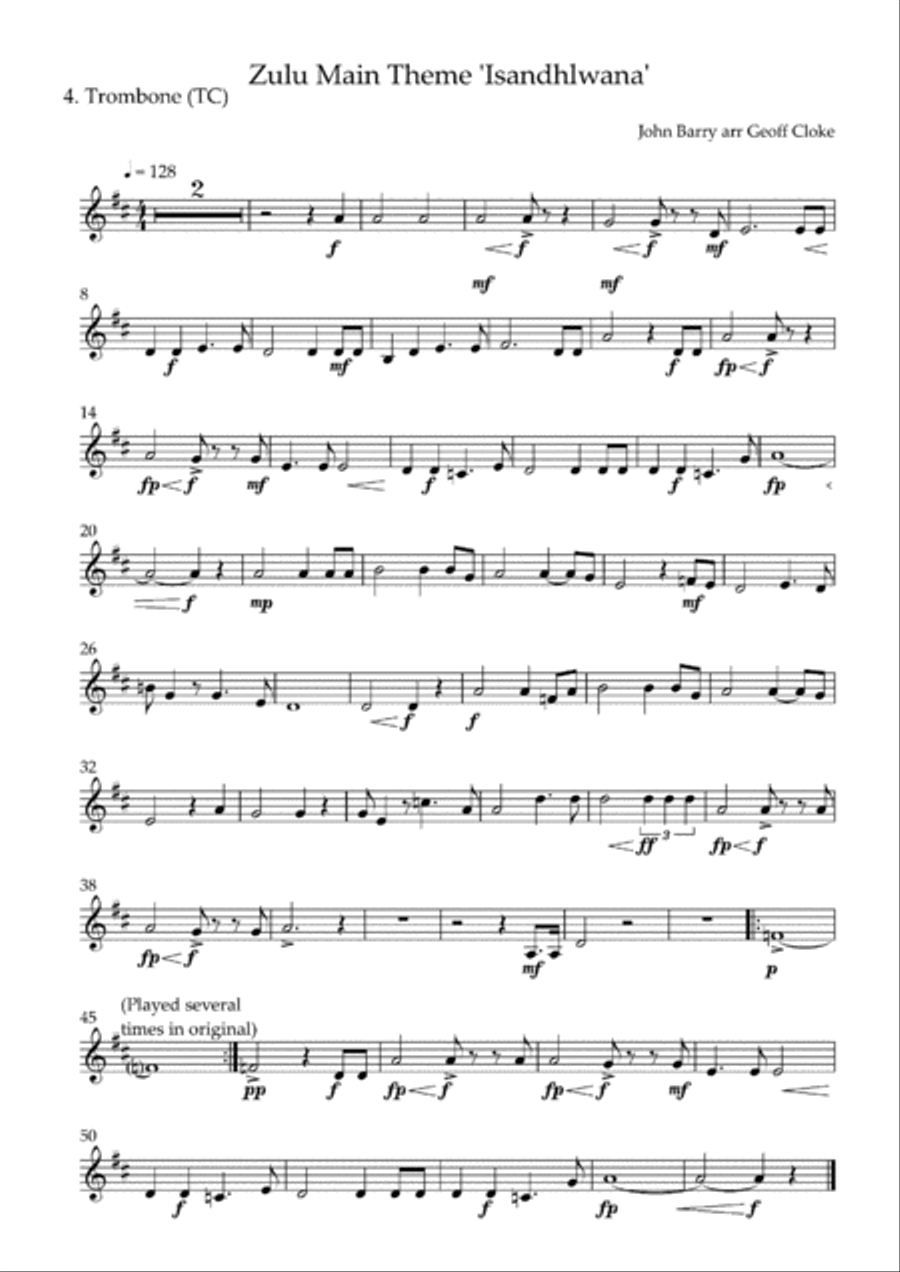 Zulu Theme, Isandhlwana Brass Ensemble scores gallery preview page 6