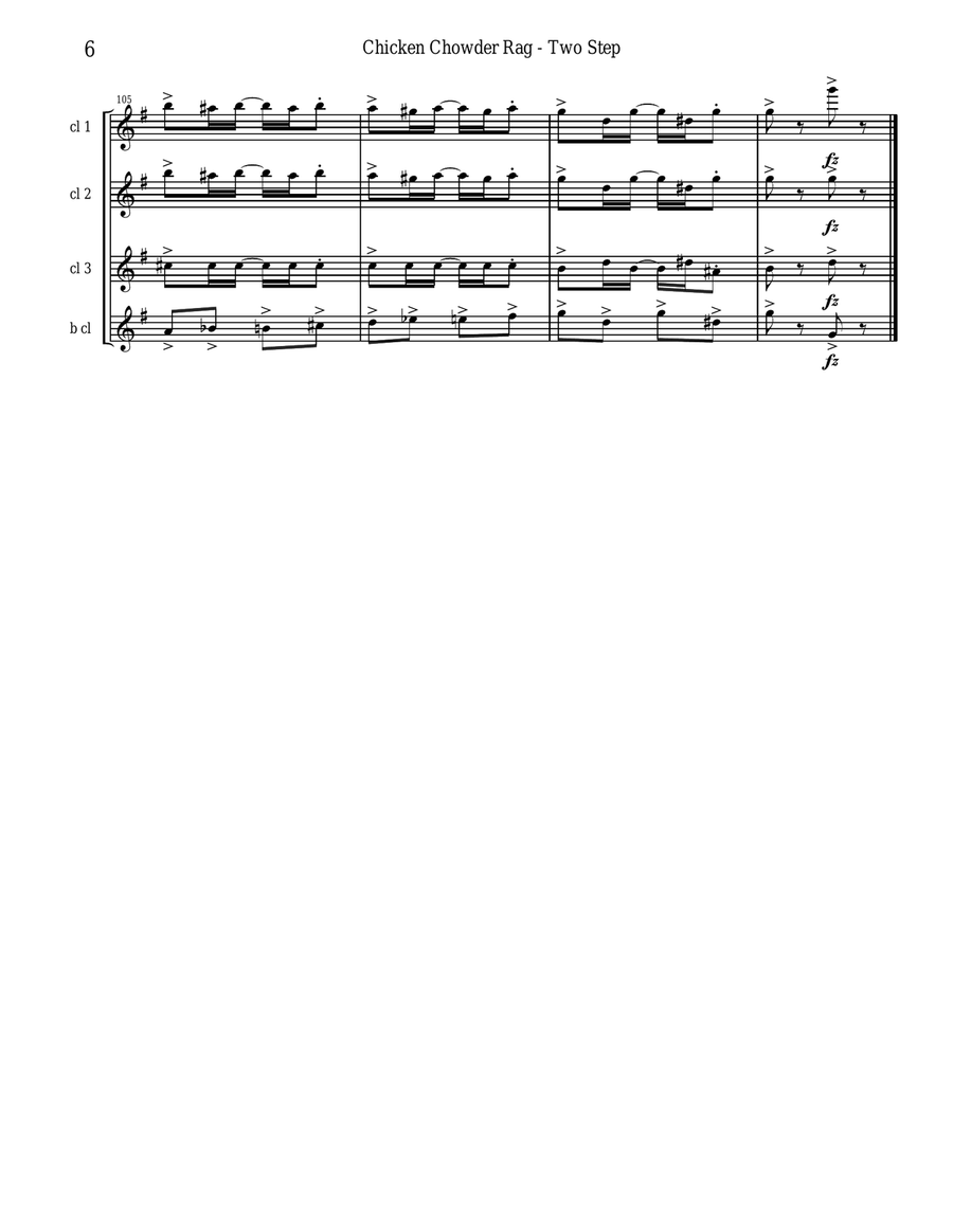 Chicken Chowder Rag by Irene Giblin for Clarinet Quartet Clarinet Quartet scores gallery preview page 6