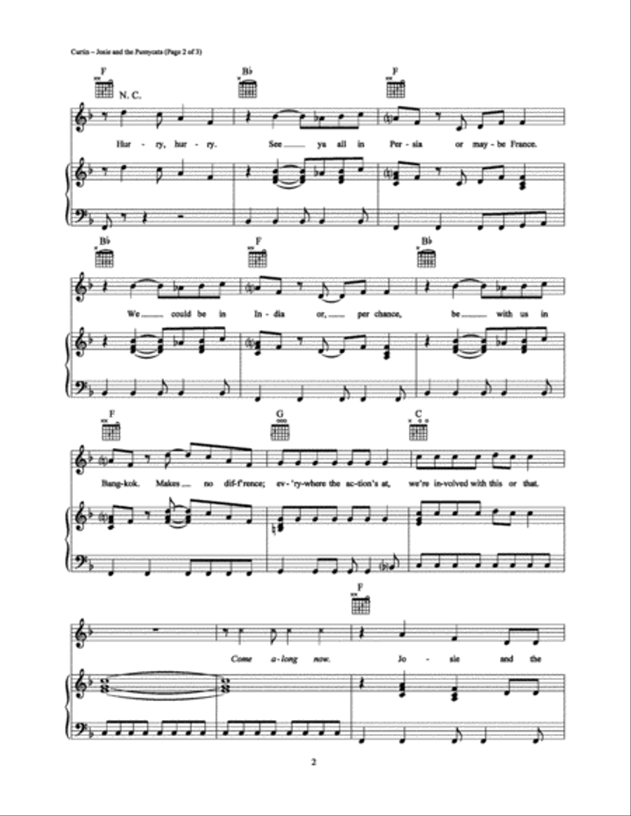 Josie and the Pussycats Josie and the Pussycats Piano, Vocal, Guitar scores gallery preview page 2