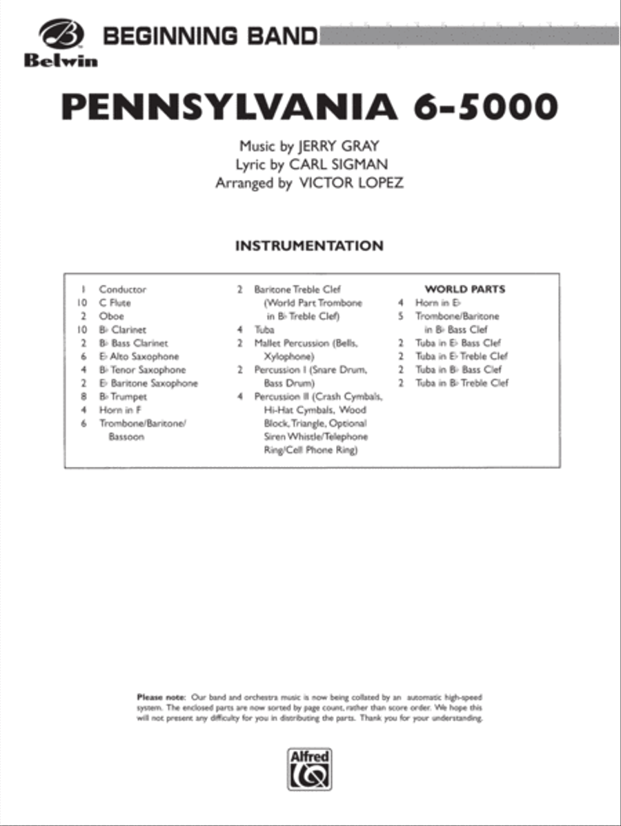 Pennsylvania 6-5000: Score Concert Band scores gallery preview page 1