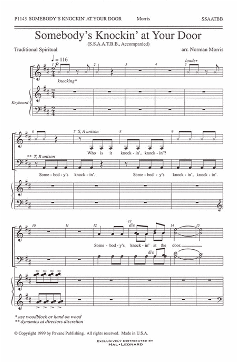 Somebody's Knockin' at Your Door 4-Part scores gallery preview page 1