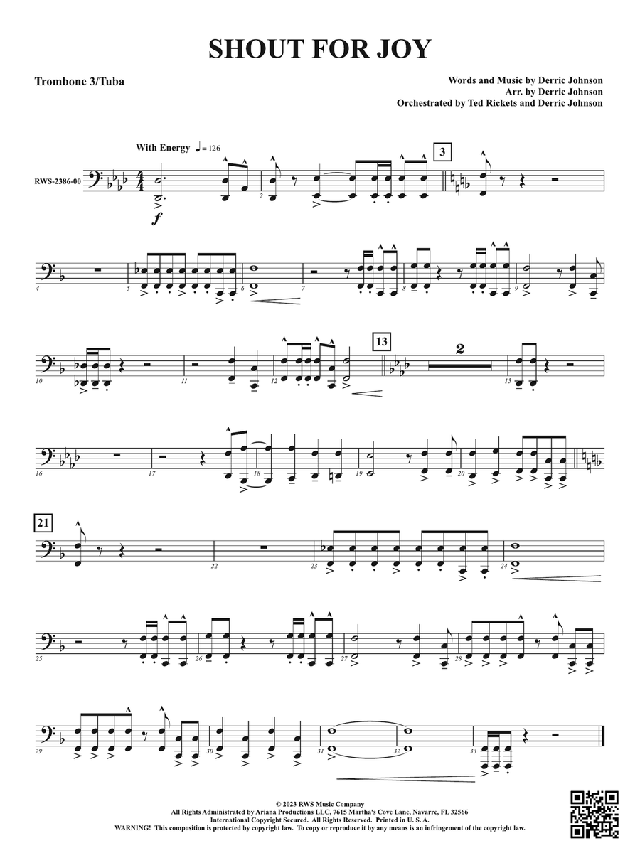 Shout for Joy: Trombone 3/Tuba Trombone scores gallery preview page 1