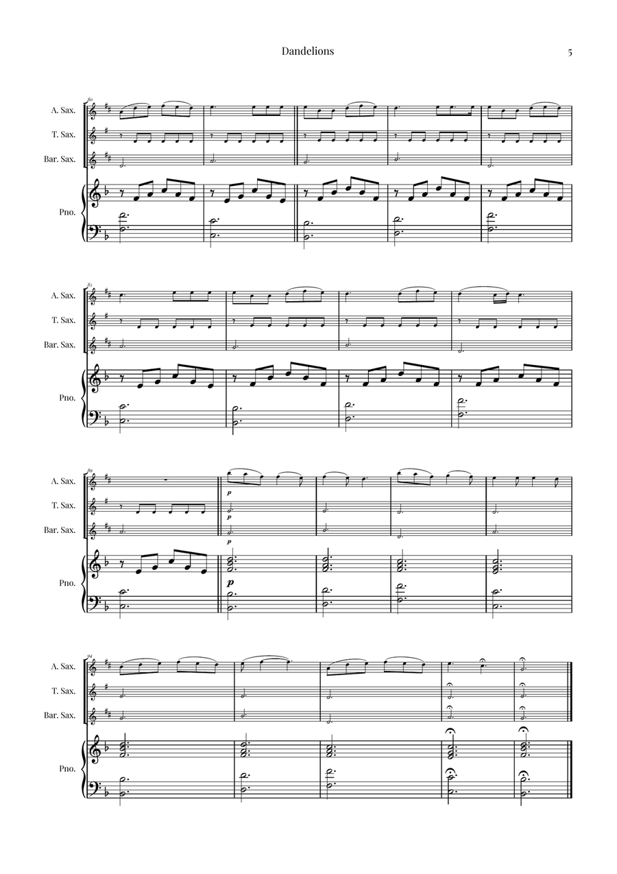 Dandelions Woodwind Trio scores gallery preview page 5