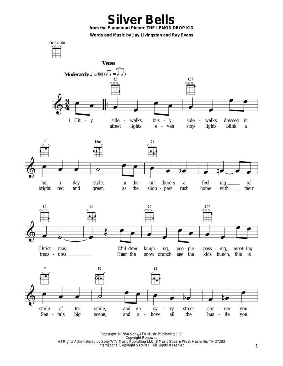 Silver Bells Ukulele scores gallery preview page 1