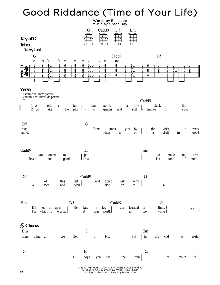 Good Riddance (Time Of Your Life) Electric Guitar scores gallery preview page 1