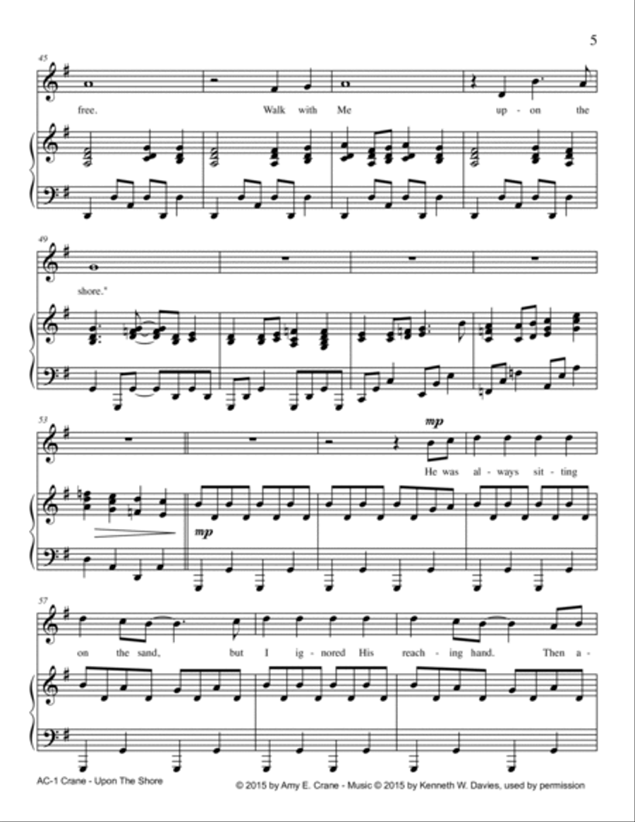 Upon the Shore Piano, Vocal, Guitar scores gallery preview page 5