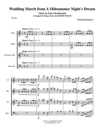 Mendelssohn Wedding March from A Midsummer Night's Dream for Woodwind Quartet