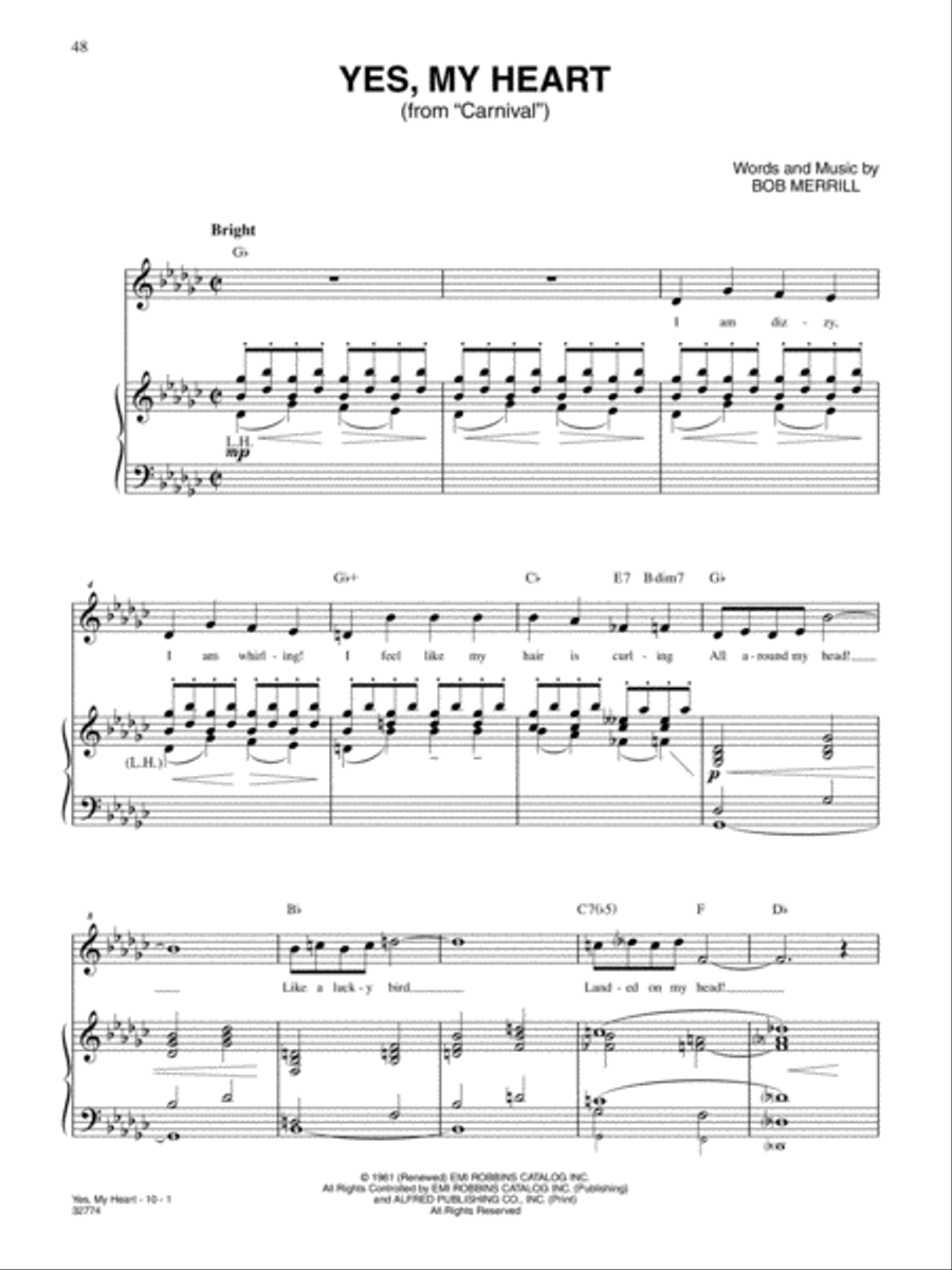 Yes, My Heart Yes, My Heart Piano, Vocal, Guitar scores gallery preview page 1