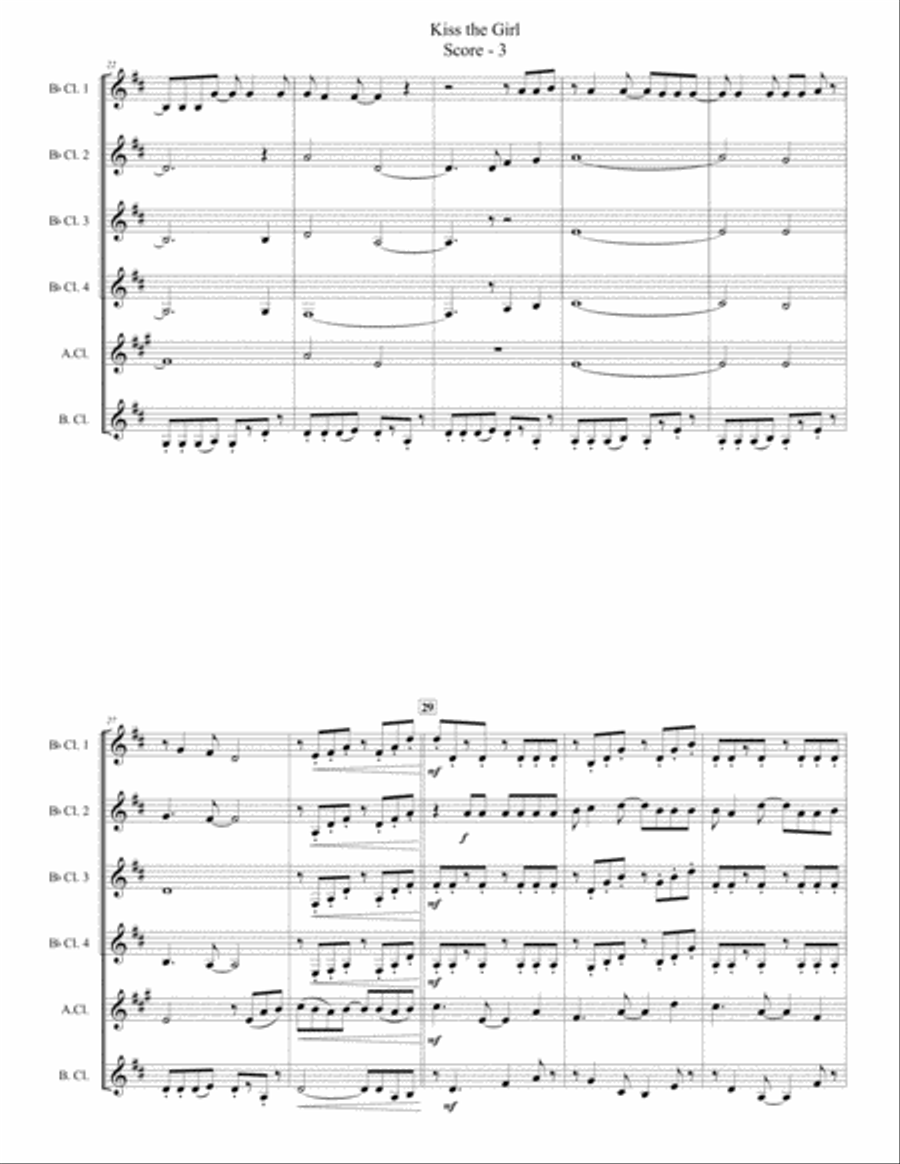 Kiss The Girl Clarinet Choir scores gallery preview page 3