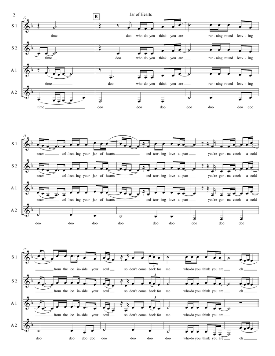 Jar Of Hearts SSAA scores gallery preview page 2